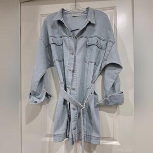 Soft Bluejean Button-down Dress